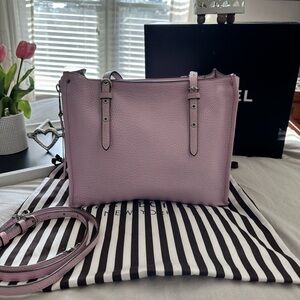 NEW Henri Bendel Lilac Leather Satchel Crossbody Handbag Silver Hardware Dustbag
